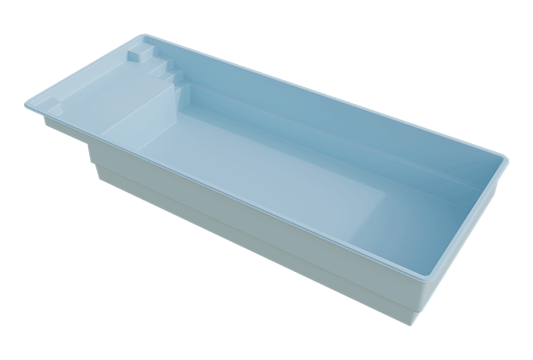 Piscine coque avec plage immergée